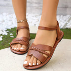 Open Toe Flats Sandals - Qu!rk Boutique