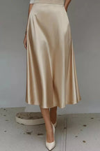 Satin A-Line Midi Skirt - Qu!rk Boutique