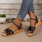 Open Toe Wedge Sandals - Qu!rk Boutique