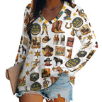 Baha Ranch Long Sleeve Vintage Cowboy Collage Top - Qu!rk Boutique