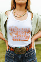Leave Me Alone Retro Flower Graphic Tank Top - Qu!rk Boutique