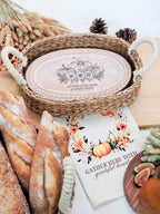 Bread Warmer & Basket Gift Set with Tea Towel - Pumpkin Oval - Qu!rk Boutique