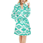 Turquoise Aztec Women's Western Bath Robe - Qu!rk Boutique