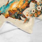 Baha Ranch Painted Longhorn Throw Blanket 60" x 80" Made in America - Qu!rk Boutique