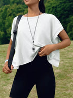 Cutout Back Short Sleeve T-Shirt - Qu!rk Boutique