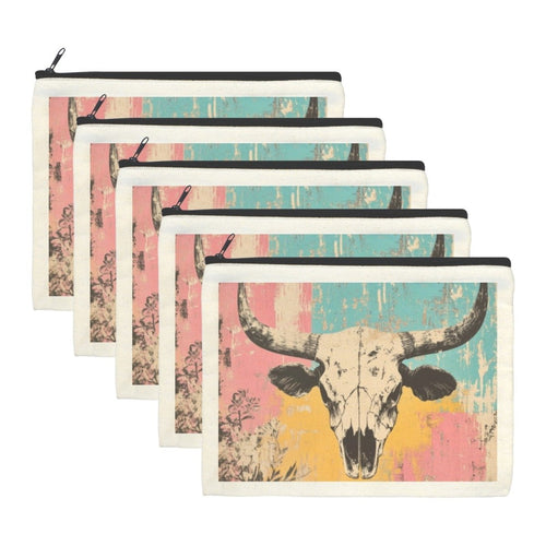 Baha Ranch Pop Western Skull Cosmetic Bag Pack of 5 Made in America - Qu!rk Boutique
