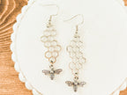 Gold or Silver Honeybee Honeycomb Earrings - Qu!rk Boutique