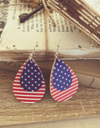 Red, White and Blue, American Flag Drop Earrings - Qu!rk Boutique