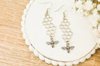 Gold or Silver Honeybee Honeycomb Earrings - Qu!rk Boutique