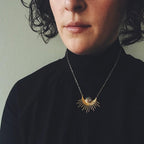 Sun Goddess Necklace - Sun Pendant with Copper Oyster Turquoise - Qu!rk Boutique