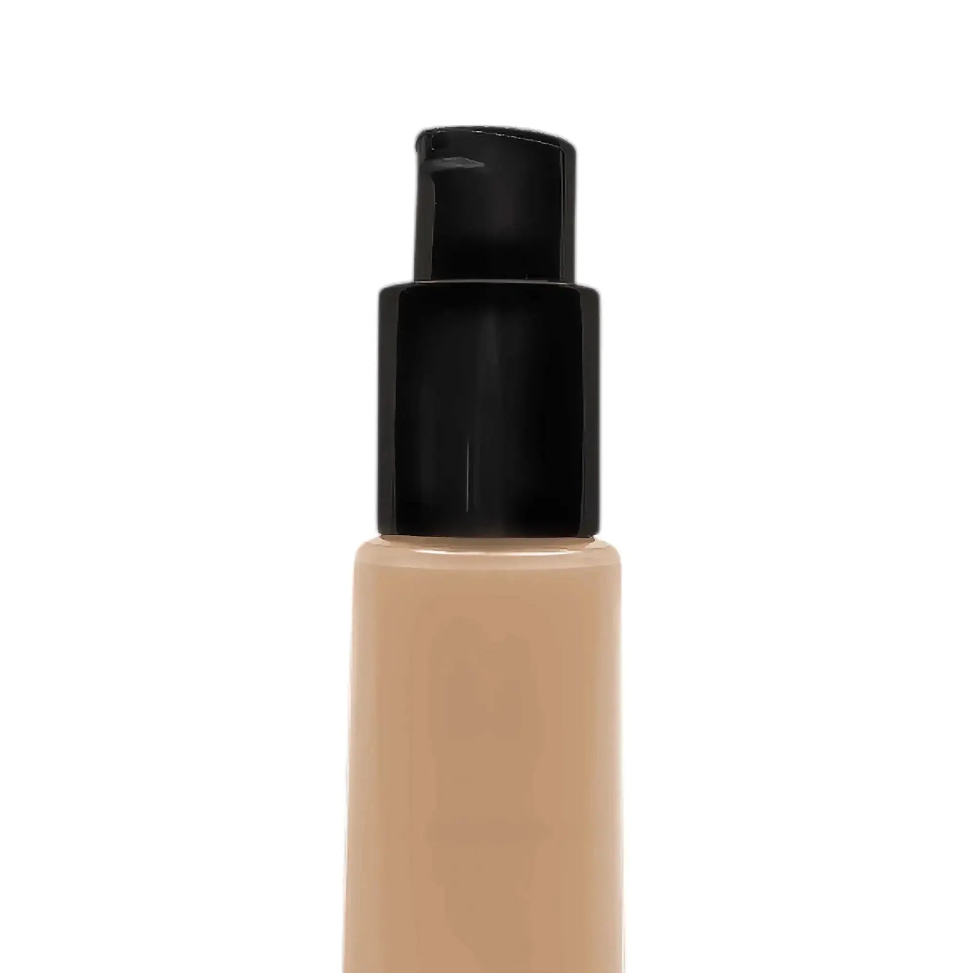 BB cream foundation pump bottle with black cap on white background, Qu!rk Boutique beauty product