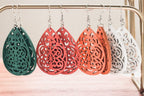 Set of Four Beautiful Carved Wood Earrings - Qu!rk Boutique
