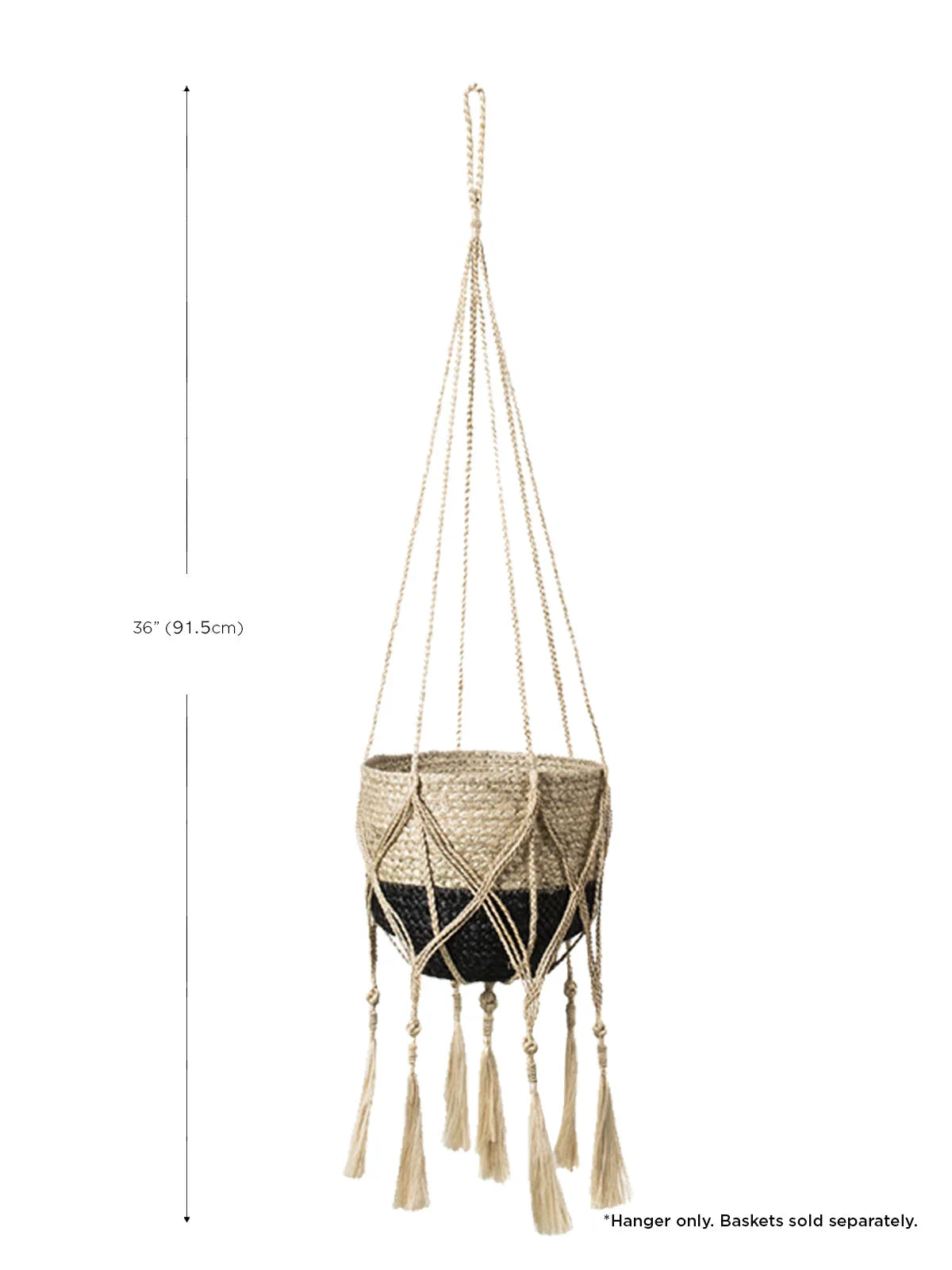Natural rope plant hanger with tassels, 36 inches, eco-friendly decor from Qu!rk Boutique