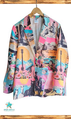 Baha Ranch Retro Pop Western Collage Blazer - Qu!rk Boutique