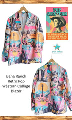 Baha Ranch Retro Pop Western Collage Blazer - Qu!rk Boutique