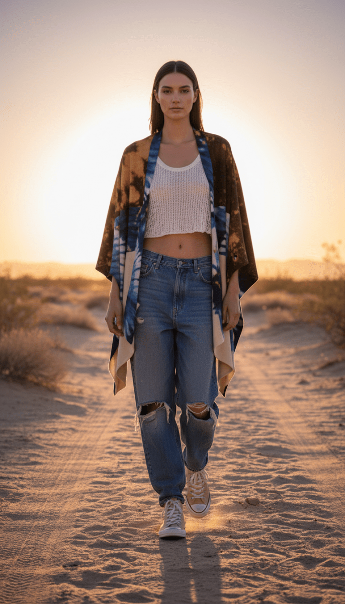 Bleached Shibori All-Season Soft Touch Shawl - Qu!rk Boutique