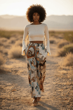Baha Ranch Bohemian Dreams High Waisted Wide Leg Pants Inclusive Sizing - Qu!rk Boutique