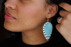 Mint Striped Leather Drop Earrings - Qu!rk Boutique