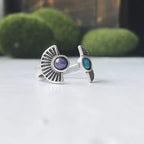 Dawn to Dusk - Two Stone Turquoise Boho Sunburst Ring - Qu!rk Boutique