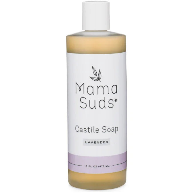 Mama Suds Castile Soap lavender 16 oz bottle, natural vegan soap at Qu!rk Boutique