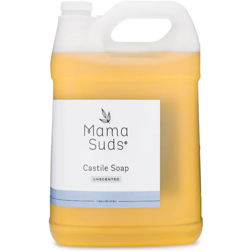 Mama Suds Castile Soap unscented 1-gallon jug, natural liquid soap at Qu!rk Boutique