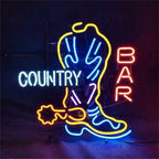Country Bar with Cowboy Boot Neon Signs - Qu!rk Boutique