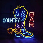 Country Bar with Cowboy Boot Neon Signs - Qu!rk Boutique