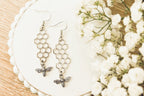 Gold or Silver Honeybee Honeycomb Earrings - Qu!rk Boutique