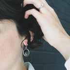 Circle Silver Earrings with Raw Meteorite - Qu!rk Boutique