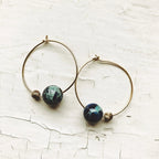 Earth and Moon Jasper Bead Hoop Earrings - Qu!rk Boutique