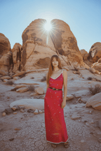 Featured in Vanity Fair-Organic Andromeda Summer Red Silk Slip Dress - Qu!rk Boutique