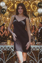 Certified Organic- Vela Silk Slip Dress in Jaguar Stars- Made to Order in London- Artist Designed - Qu!rk Boutique