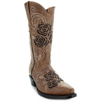 Tan Rose Inlayed Women's Cowgirl Boots (M50032) - Qu!rk Boutique