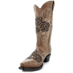 Tan Rose Inlayed Women's Cowgirl Boots (M50032) - Qu!rk Boutique
