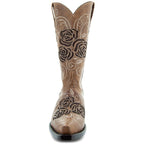 Tan Rose Inlayed Women's Cowgirl Boots (M50032) - Qu!rk Boutique