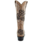 Tan Rose Inlayed Women's Cowgirl Boots (M50032) - Qu!rk Boutique