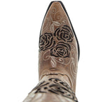 Tan Rose Inlayed Women's Cowgirl Boots (M50032) - Qu!rk Boutique