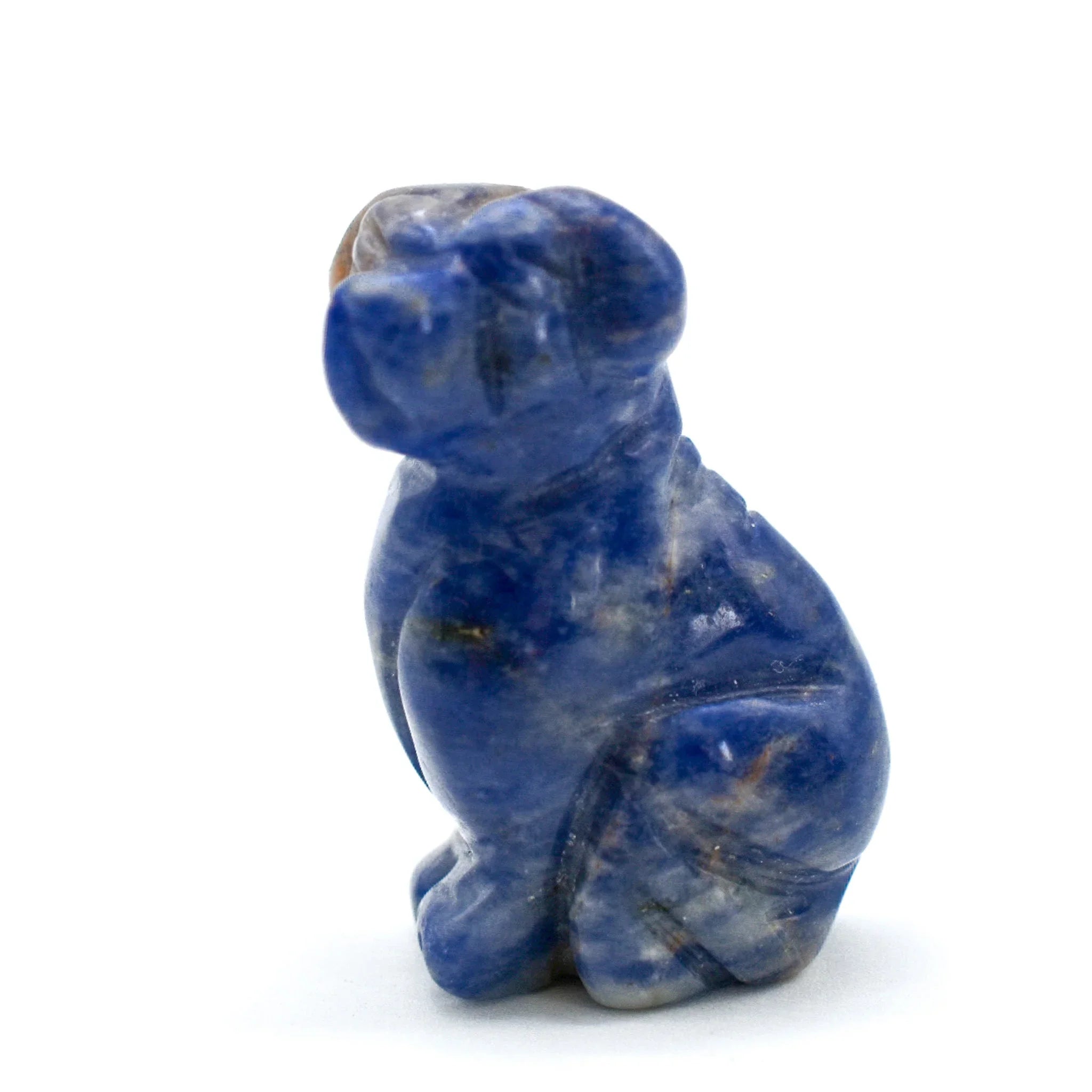 Blue sodalite gemstone dog figurine, artist-designed gift from Qu!rk Boutique