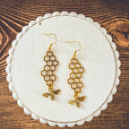 Gold or Silver Honeybee Honeycomb Earrings - Qu!rk Boutique