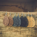 Set of Four Beautiful Carved Wood Earrings - Qu!rk Boutique