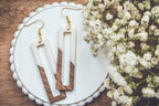 Rectangular White Resin and Wood Earrings - Qu!rk Boutique