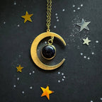 Starlit Crescent Necklace with Blue Sandstone - Qu!rk Boutique