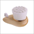 Facial brush with bamboo handle and soft bristles, eco-friendly skincare tool at Qu!rk Boutique