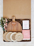 Monogrammed Gift Box With Wood board, Wood Spoon, Tea And Cookies - Qu!rk Boutique