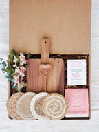 Monogrammed Gift Box With Wood board, Wood Spoon, Tea And Cookies - Qu!rk Boutique