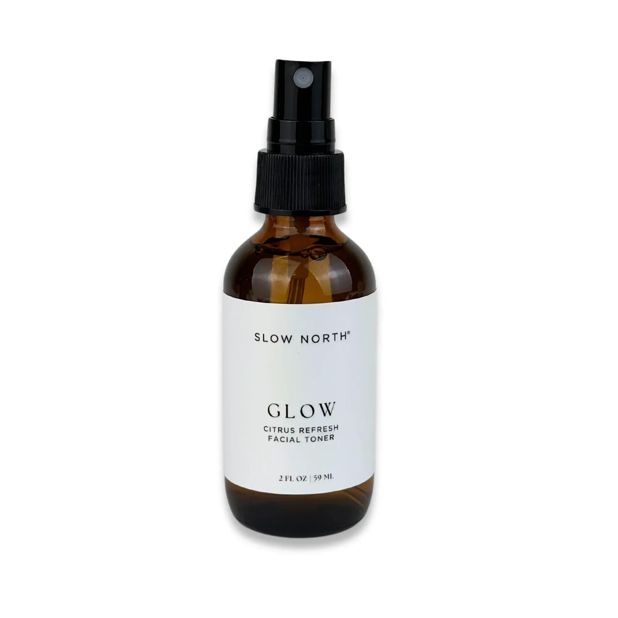 Slow North Glow citrus refresh facial toner in amber glass spray bottle 2 fl oz