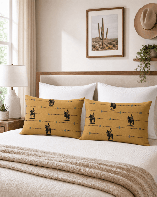 Baha Ranch Saddle Up Pillow Case Caramel Made in America - Qu!rk Boutique