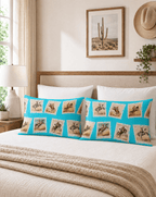 Baha Ranch Cowboy Stamp Turquoise Pillowcase Made in America - Qu!rk Boutique