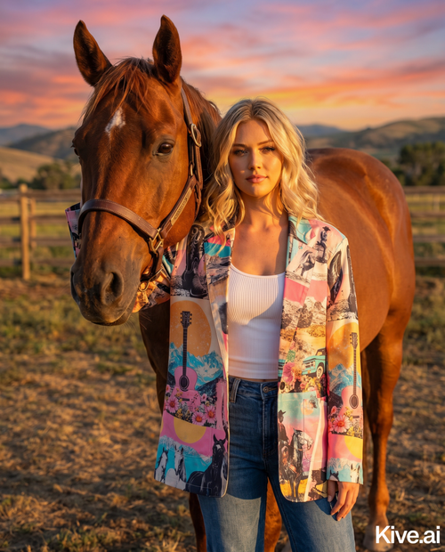 Baha Ranch Retro Pop Western Collage Blazer - Qu!rk Boutique