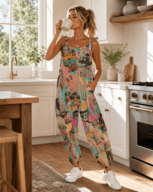 Baha Ranch Pop Western Collage Relaxed Fit Jumpsuit - Qu!rk Boutique